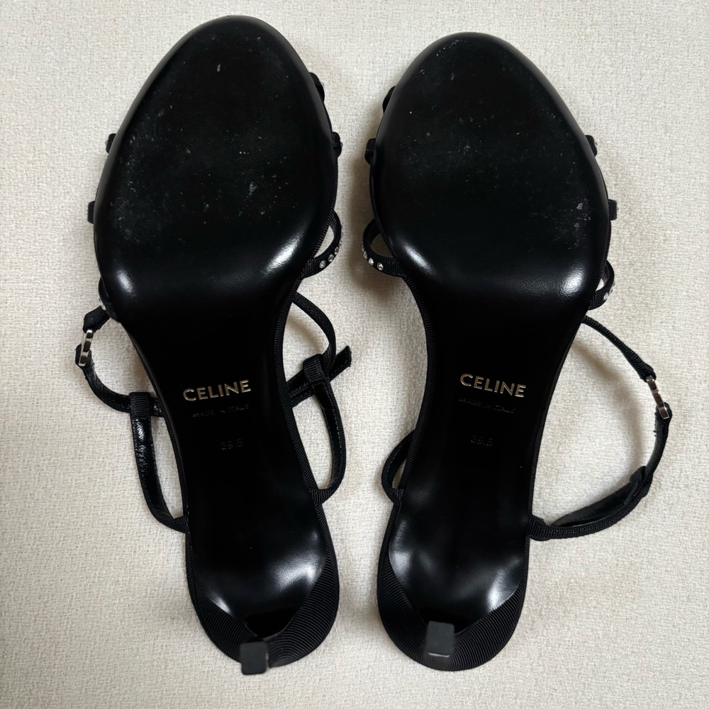 CELINE Soir Sandals in Grosgrain and Strass Crystals - Picture 13 of 16